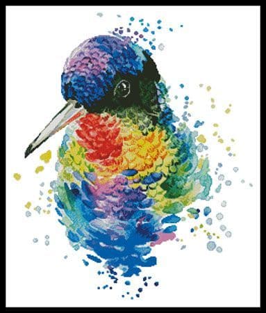 Watercolour Hummingbird by Artecy printed cross stitch chart